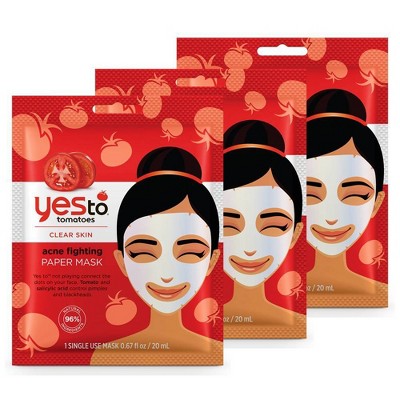 Yes To Tomatoes Paper Mask Skincare Set - 3ct/0.67 fl oz each