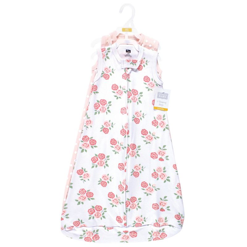 Hudson Baby Infant Girl Interlock Cotton Sleeveless Sleeping Bag, Soft Pink Roses, 3 of 6