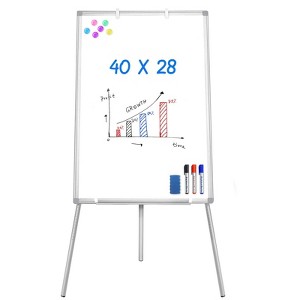 Maxtek Easel Whiteboard Height Adjustable 42" to 63" H Magnetic Mobile Whiteboard and Flipchart - 1 of 4