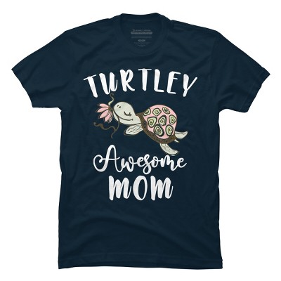 Men's Design By Humans Turtley Awesome Mom Turtle with Flower By animalshop T-Shirt