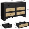 47.3" 7 Drawer Dresser with Natural Rattan Drawers, Wood Chest with Sturdy Base, Bedroom Storage Organizer for Living Room & Entryway - 3 of 4