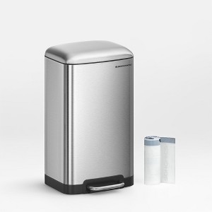 Trash Can, 8 Gallon (30L) Trash Bin with Lid and Inner Bucket, Stainless Steel Garbage Can, Soft Close - 1 of 3