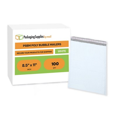 PSBM 100 Pieces #2 8.5" x 12" White Poly Padded Bubble Envelopes for Shipping