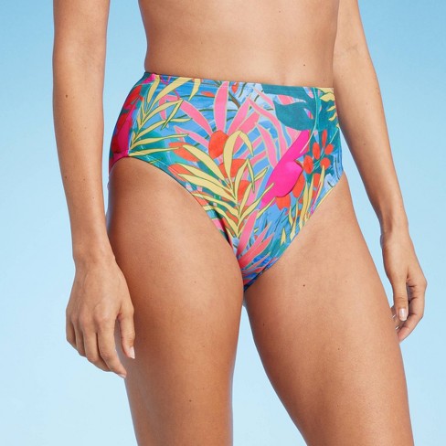Women's Abstract Tropical Print High Waist High Coverage Bikini Bottom -  Kona Sol™ Blue M : Target