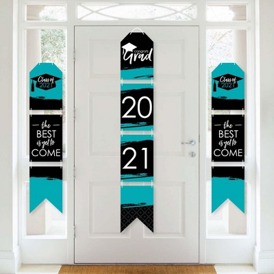 Big Dot of Happiness Teal Grad - Best is Yet to Come - Hanging Vertical Paper Door Banners - 2021 Turquoise Party Wall Decor Kit- Indoor Door Decor