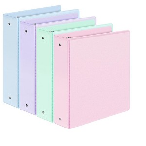 Itopfox 4 Pack Extra Durable 3 Ring Binders, Eco-Friendly PVC Free, Customizable Clear View Cover for Letter Size Paper Pastel School Office Supplies - 1 of 4