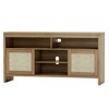 Farmhouse-Style Vintage Wicker TV Cabinet 58-inch Four-Shelf Double-Door Storage Unit Living Room, Bedroom, Office - 2 of 4