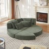 78.5'' Convertible Corduroy Round Sofa Bed, 2-in-1 Oversized Lounge Recliner with Neck & Throw Pillows, Ready to Use-3irtyhousy - 2 of 4