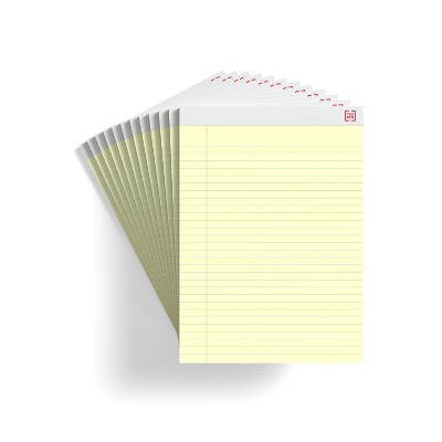 TRU RED Perf. Note Pads Wide/Letter Ruled Yellow 8-1/2" x 11-3/4" 12/PK TR57300