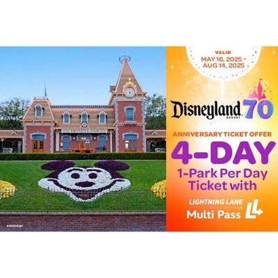 Disneyland 4-Day 1-Park Per Day Anniversary Ticket Offer with Lightning Lane Multi Pass Age 3+ $528