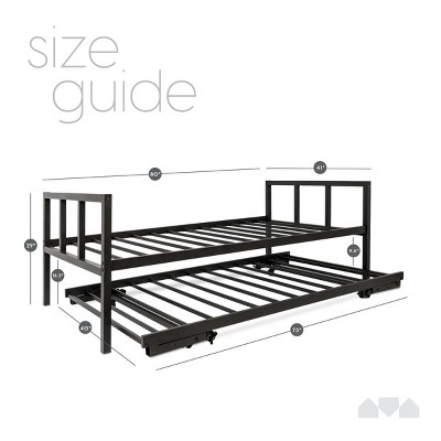 White Twin Metal Daybed with Pop-Up Trundle and Drawer
