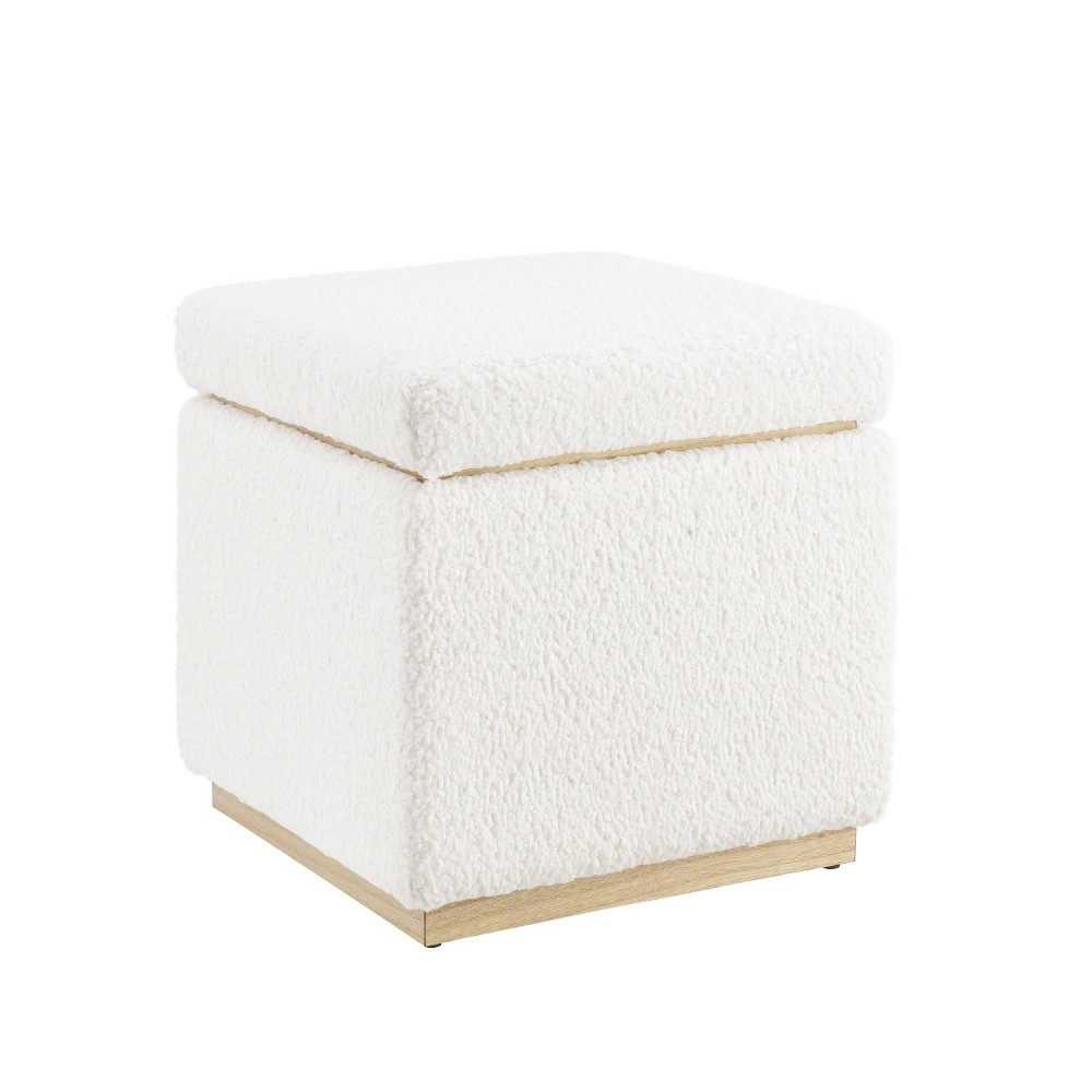 Photos - Pouffe / Bench Linon 18" Lucinda Transitional Square Wood & Boucle Upholstered Storage Ottoman 