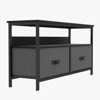 Modern TV Stand for 55-Inch TV with 2 Fabric Drawers, Open Shelves & Cable Management, Black Metal Frame Entertainment Center, Grey - 2 of 4