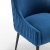 SEYNAR Modern Glam Velvet Black Metal Legs Dining Chair or Vanity Chair Set of 6 with Rear Handle - 4 of 4