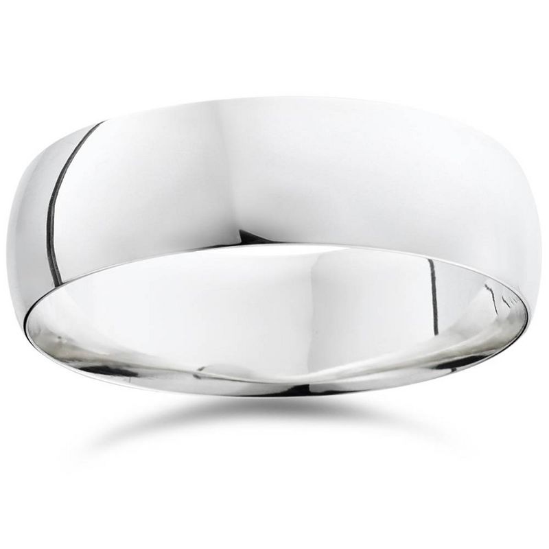 Pompeii3 7mm Dome High Polished Wedding Band 10K White Gold, 1 of 4