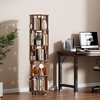 Hrinhom 66.1"H 5 Tier 100% Solid Wood Bookshelf with Wheels, Capable of 360° Rotation - 2 of 4