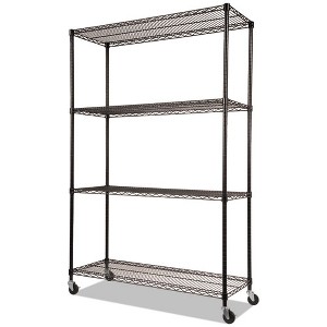 Alera NSF Certified 4-Shelf Wire Shelving Kit with Casters, 48w x 18d x 72h, Black - 1 of 4