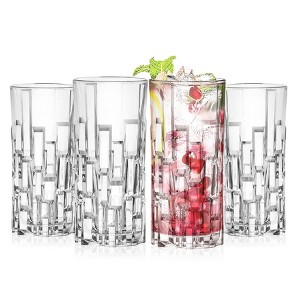 Barski Highball Drinking Glasses, Made with Fine European Craftmanship, Dishwasher Safe, 13 oz - 4 PK - 1 of 4
