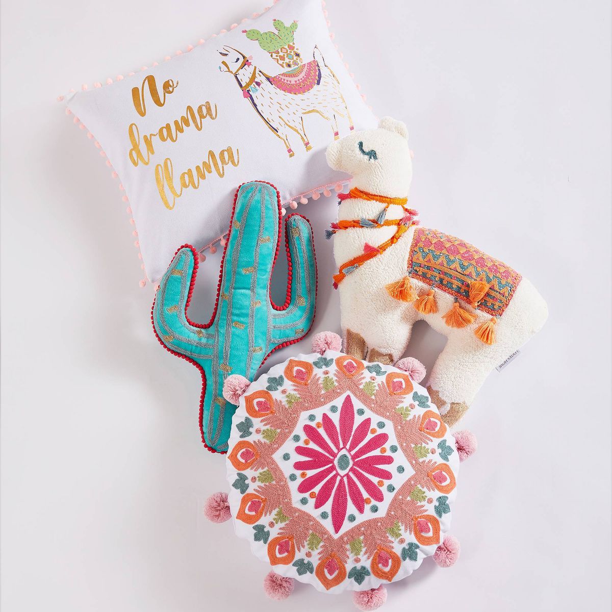 Alpaca No Drama Llama Kids' Pillow - Homthreads: Modern Decorative Throw, Cotton, Removable Cover, Indoor Use - thumbnail 4