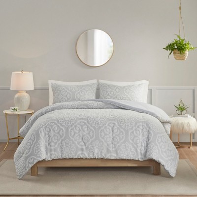 3 Pcs Elegant Medallion Tufted Farmhouse Comforter Set,All Season Home Textile Microfiber Bedding Set fits Lux Bedroom Decor,Matching Shams