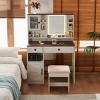 Vanity Desk Farmhouse with LED Mirror and Charging Station for Bedroom 37.4in Wide-3irtyhousy - 2 of 4