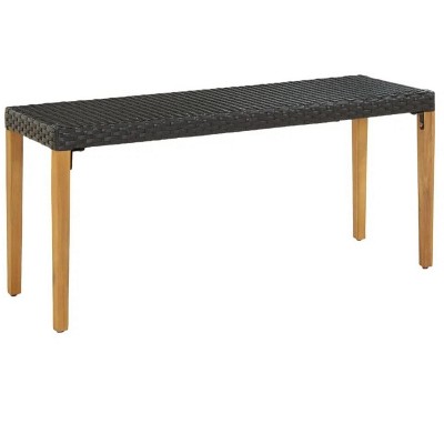 Patio Bench 31.5" Poly Rattan Black