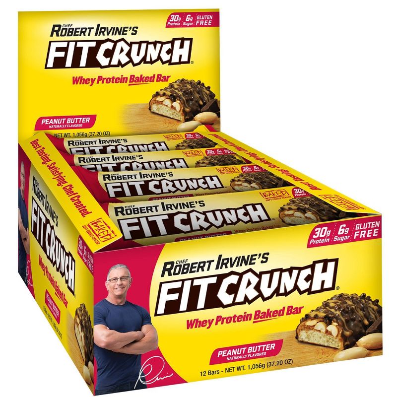 FITCRUNCH Chocolate Peanut Butter Baked Bar - 30g of Protein - Full Size - 12ct, 1 of 8