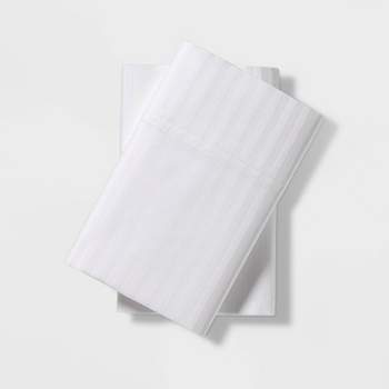 Standard 400 Thread Count Damask Solid Pillowcase Set White - Threshold™