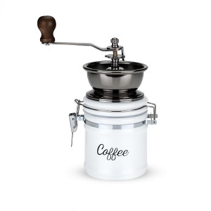 Twine Handheld Vintage Coffee Grinder, Manual Adjustable Design with Wood Handle and White Ceramic Jar, Set of 1 - 1 of 4