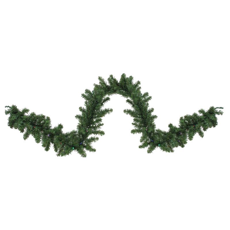 Northlight 9' x 10" Prelit LED Battery Operated Canadian Pine with Timer Artificial Christmas Garland - Multi-Lights, 1 of 7