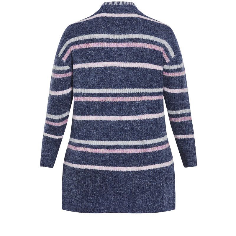 Women's Plus Size Skye Stripe Cardigan - indigo | AVENUE, 5 of 7
