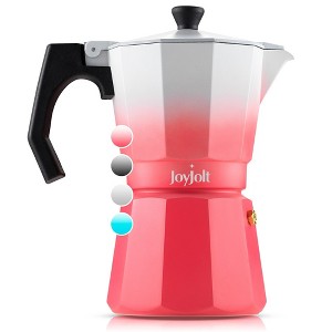 JoyJolt Italian Moka Pot 6 Cup Stovetop Espresso Maker Aluminum Coffee Percolator Coffee Pot - Pink - 1 of 4