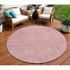 Blush Pink And Ivory Floral Washable Indoor Outdoor Area Rug - 2 of 4