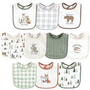 Hudson Baby Unisex Baby Cotton Bibs, Forest Animals, One Size - 1 of 4