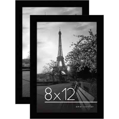 Americanflat 2 Pack 8x12 Picture Frame in Black with Shatter Resistant Glass - Horizontal and Vertical Formats for Wall and Tabletop