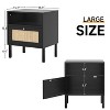 Angel Sar Rattan Night Stand Set 2, Boho Black Nightstands Set of 2 - 2 of 4