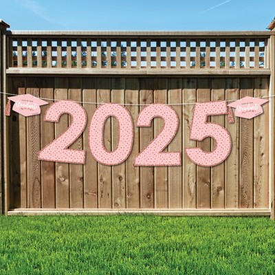 Big Dot of Happiness Rose Gold Grad - Large Graduation Party Decorations - 2025 - Outdoor Letter Banner