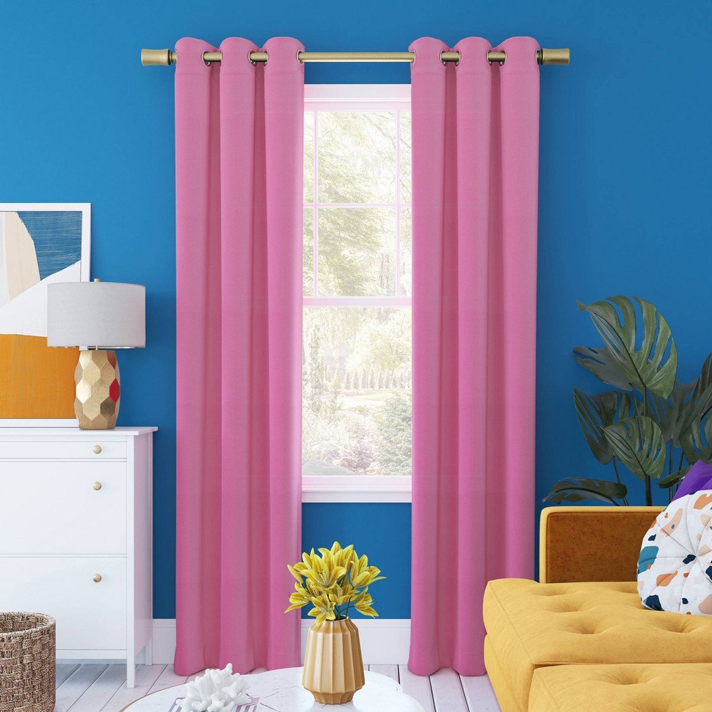 Photos - Curtains & Drapes 63"x40" Harper Bright Vibes Grommet Top 100 Blackout Curtain Panel Pink 