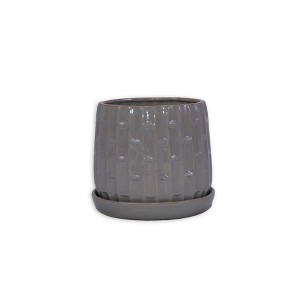SpassWay 8" Dia Outdoor Indoor Ceramic Planter Pot Decorative Planter with Drainage Hole Patio Flower Pot - 1 of 4