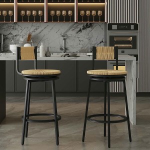 Resenkos Counter Bar Stools, Counter Stool,Honey Swivel Bar Stools Paper Rope Handwoven Barstools with Back Set of 2(Honey) Yellow - 1 of 4