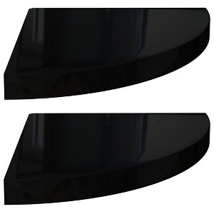 vidaXL Floating Corner Shelves 2 pcs High Gloss Black 13.8"x13.8"x1.5" MDF - 1 of 1