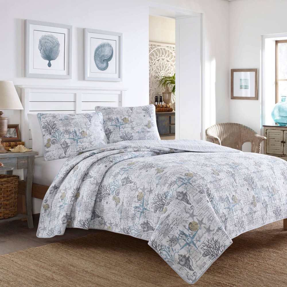 Photos - Duvet Tommy Bahama Twin Beach Bliss Pelican Quilt & Sham Set Gray  