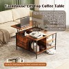KWPZQEB 31.5" Coffee Table with Storage, Farmhouse Coffee Tables for Living Room, Center Table w/Hidden Storage Compartment & Shelves, Brown - 4 of 4