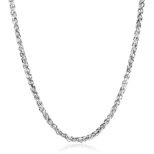 West Coast Jewelry Men's Polished Spiga Wheat Chain Stainless Steel Necklace (5mm) - 24" - 1 of 4