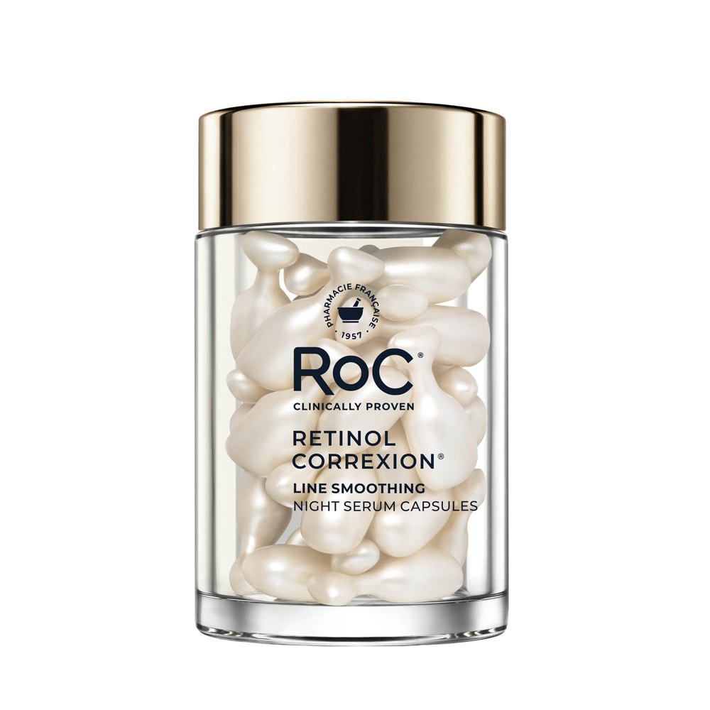 RoC Retinol Capsules Anti-Aging Night Retinol Face Serum Treatment - 30ct/0.35 fl oz: For Oily, Combination, Dry Skin, Paraben-Free, Sulfate-Free