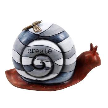 7" "Create" Snail Statue with Solar-Powered LED Light Heathered Gray/White/Copper - Alpine Corporation