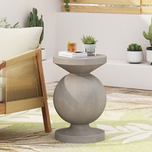 CAVINAS 12.5" Natural Round Outdoor Sofa Table, Modern Outdoor End Table, Patio End Tables for Garden, Terrace, Natural - 1 of 4