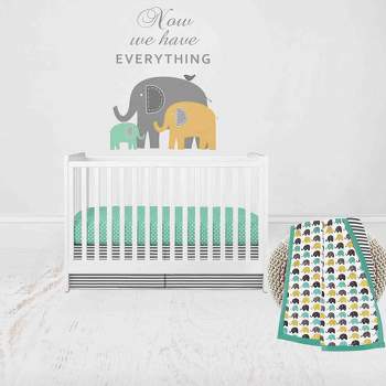 Bacati - Elephants Mint/Yellow/Gray 3 pc Crib Bedding Set