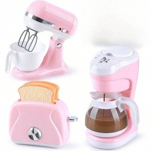 Kitchen Appliances Toys, Kitchen Set, Pretend Cooking Toys Coffee Maker, Mixer, Toaster with Lights Sounds - 1 of 4