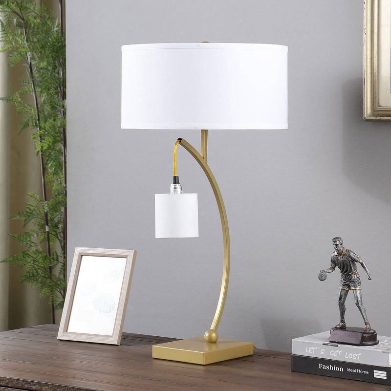 28.5&#34; Contemporary Arc with Hanging Pendulum Metal Table Lamp Gold - Ore International, 5 of 9